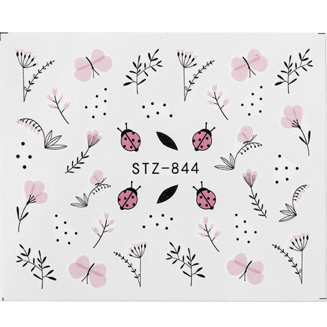 1Pcs Water Nail Decal and Sticker Flower Leaf Tree Green Simple Manicure Nail Art Watermark Manicure Decor Nail Stickers hozanas4life SF187  