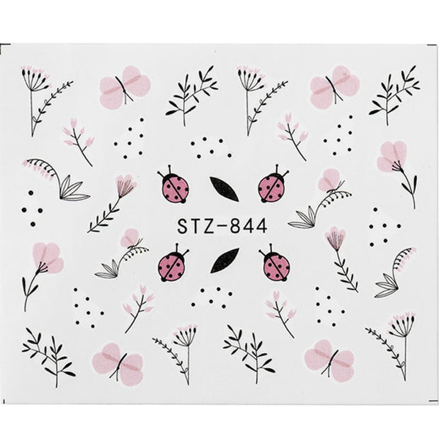 1Pcs Water Nail Decal and Sticker Flower Leaf Tree Green Simple Manicure Nail Art Watermark Manicure Decor Nail Stickers hozanas4life SF187  