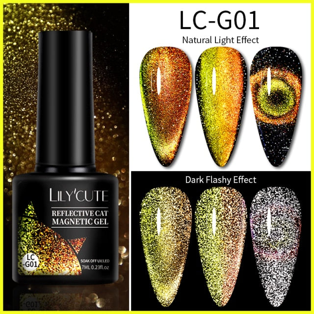 LILYCUTE 7ml Flowing Cat Magnetic Gel Polish Semi Permanent Glitter Magnetic nail polish hozanas4life LC-G01  