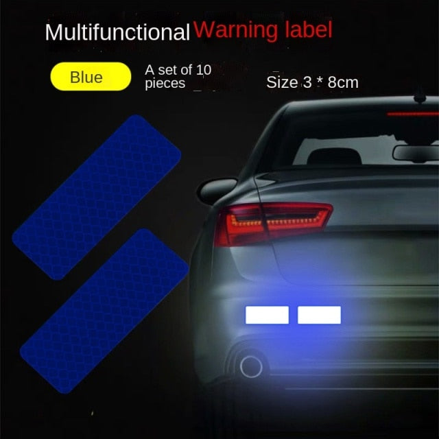 DIY Car Luminous Stickers 8m Reflective Tape Motor Bike Truck Night Light Shining DIY Car Luminous Reflective Stickers hozanas4life blue rectangle 10Pcs  