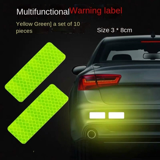 DIY Car Luminous Stickers 8m Reflective Tape Motor Bike Truck Night Light Shining DIY Car Luminous Reflective Stickers hozanas4life yellow rectangle10Pc  