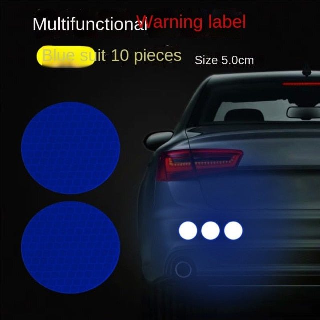 DIY Car Luminous Stickers 8m Reflective Tape Motor Bike Truck Night Light Shining DIY Car Luminous Reflective Stickers hozanas4life blue round 10Pcs  