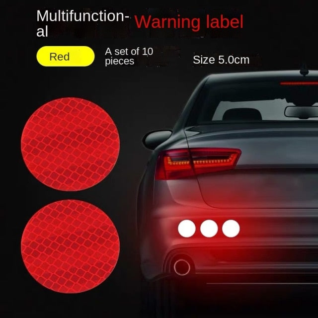 DIY Car Luminous Stickers 8m Reflective Tape Motor Bike Truck Night Light Shining DIY Car Luminous Reflective Stickers hozanas4life red round 10Pcs  