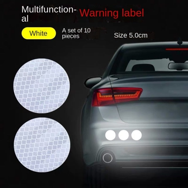 DIY Car Luminous Stickers 8m Reflective Tape Motor Bike Truck Night Light Shining DIY Car Luminous Reflective Stickers hozanas4life white round 10Pcs  