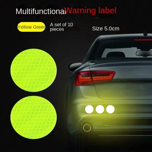 DIY Car Luminous Stickers 8m Reflective Tape Motor Bike Truck Night Light Shining DIY Car Luminous Reflective Stickers hozanas4life yellow round 10Pcs  