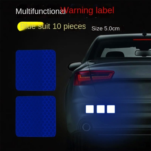 DIY Car Luminous Stickers 8m Reflective Tape Motor Bike Truck Night Light Shining DIY Car Luminous Reflective Stickers hozanas4life blue square 10Pcs  