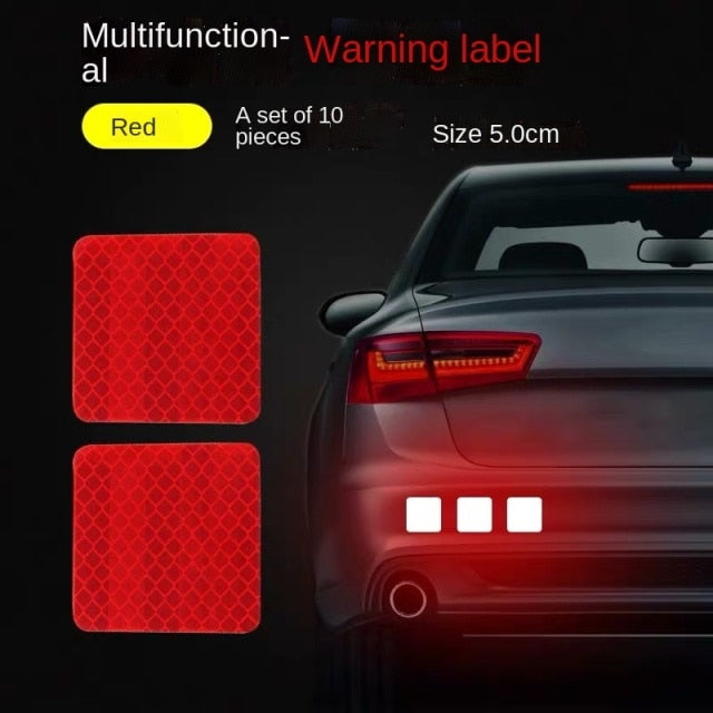 DIY Car Luminous Stickers 8m Reflective Tape Motor Bike Truck Night Light Shining DIY Car Luminous Reflective Stickers hozanas4life red square 10Pcs  
