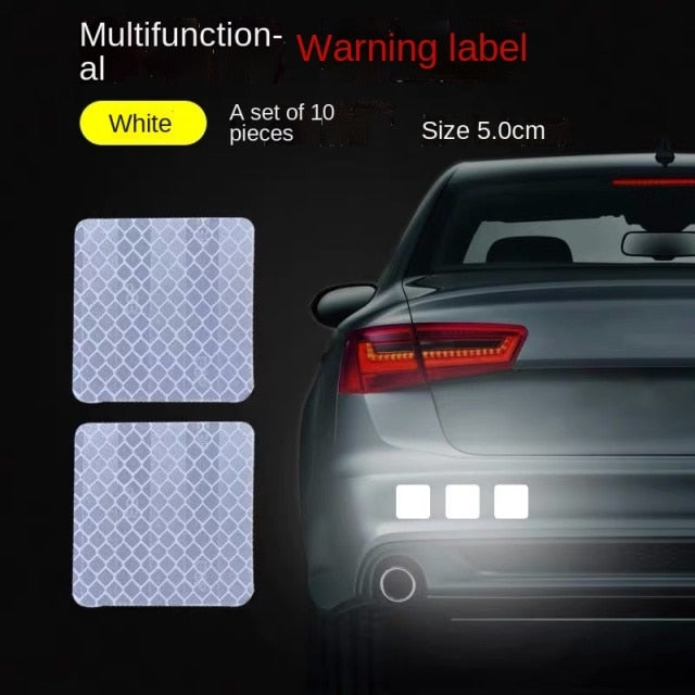 DIY Car Luminous Stickers 8m Reflective Tape Motor Bike Truck Night Light Shining DIY Car Luminous Reflective Stickers hozanas4life white square 10Pcs  
