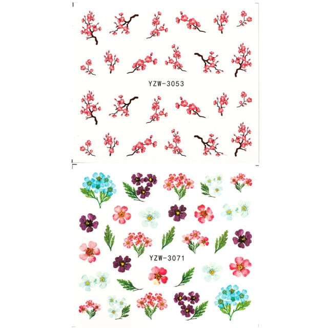 1Pcs Water Nail Decal and Sticker Flower Leaf Tree Green Simple Manicure Nail Art Watermark Manicure Decor Nail Stickers hozanas4life 2Pcs HB920-921  