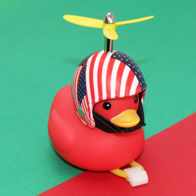 Car Red Duck With Helmet Sunglasses Broken Wind Small Yellow Duck  hozanas4life type 6  