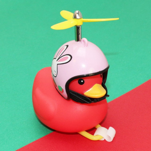 Car Red Duck With Helmet Sunglasses Broken Wind Small Yellow Duck  hozanas4life type 7  
