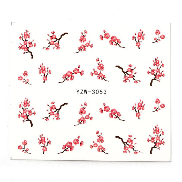 1Pcs Water Nail Decal and Sticker Flower Leaf Tree Green Simple Manicure Nail Art Watermark Manicure Decor Nail Stickers hozanas4life HB920  