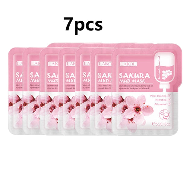 LAIKOU 7pcs Japan Sakura Mud Face Mask Cleansing  hozanas4life Default Title  