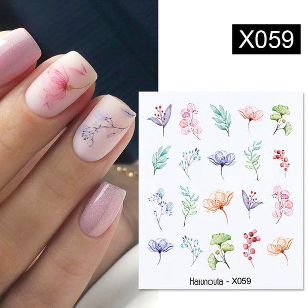 1PC Spring Water Nail Decal and Sticker Flower Leaf New Year Nail Art  hozanas4life X059  