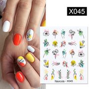 1PC Spring Water Nail Decal and Sticker Flower Leaf New Year Nail Art  hozanas4life X045  