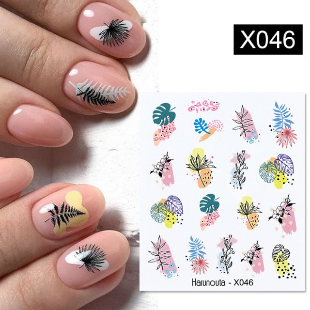 1PC Spring Water Nail Decal and Sticker Flower Leaf New Year Nail Art  hozanas4life X046  