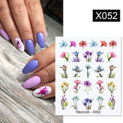 1PC Spring Water Nail Decal and Sticker Flower Leaf New Year Nail Art  hozanas4life X052  