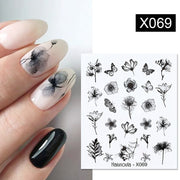 1PC Spring Water Nail Decal and Sticker Flower Leaf New Year Nail Art  hozanas4life X069  