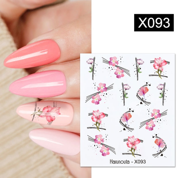 1PC Spring Water Nail Decal and Sticker Flower Leaf New Year Nail Art  hozanas4life X093  