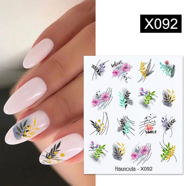 1PC Spring Water Nail Decal and Sticker Flower Leaf New Year Nail Art  hozanas4life X092  