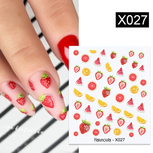 1PC Spring Water Nail Decal and Sticker Flower Leaf New Year Nail Art  hozanas4life X027  