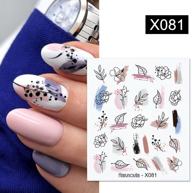1PC Spring Water Nail Decal and Sticker Flower Leaf New Year Nail Art  hozanas4life X081  