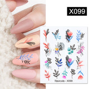 1PC Spring Water Nail Decal and Sticker Flower Leaf New Year Nail Art  hozanas4life X099  