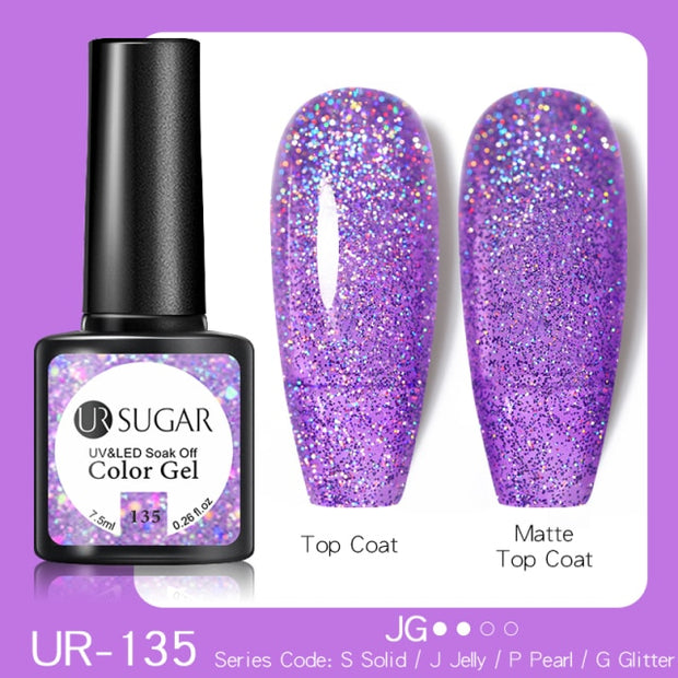 UR SUGAR 7.5ml Glitter UV Gel Nail Polish Glitter Sequins Soak Off nail polish hozanas4life UR-135  