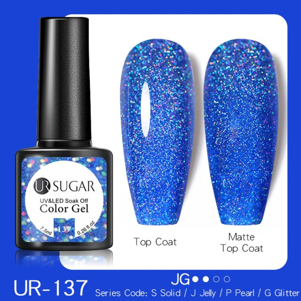 UR SUGAR 7.5ml Glitter UV Gel Nail Polish Glitter Sequins Soak Off nail polish hozanas4life UR-137  