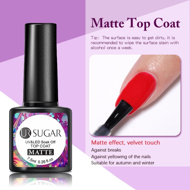 UR SUGAR 7.5ml Glitter UV Gel Nail Polish Glitter Sequins Soak Off nail polish hozanas4life Matte top  