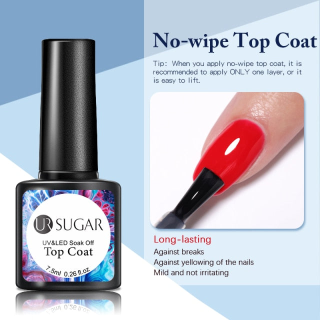 UR SUGAR 7.5ml Glitter UV Gel Nail Polish Glitter Sequins Soak Off nail polish hozanas4life Top coat  