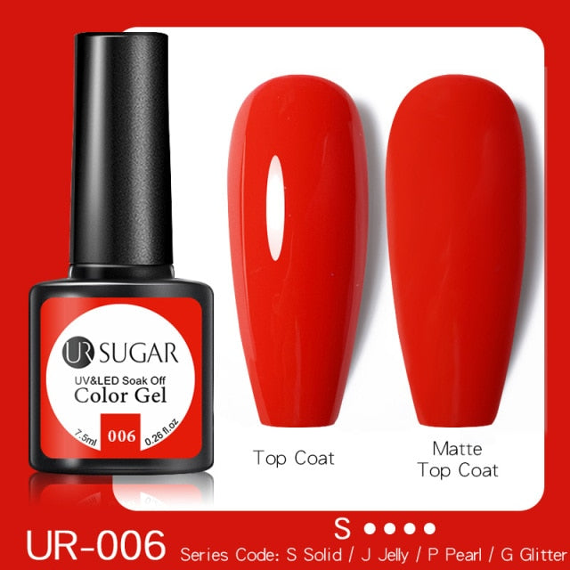 UR SUGAR 7.5ml Glitter UV Gel Nail Polish Glitter Sequins Soak Off nail polish hozanas4life UR-006  