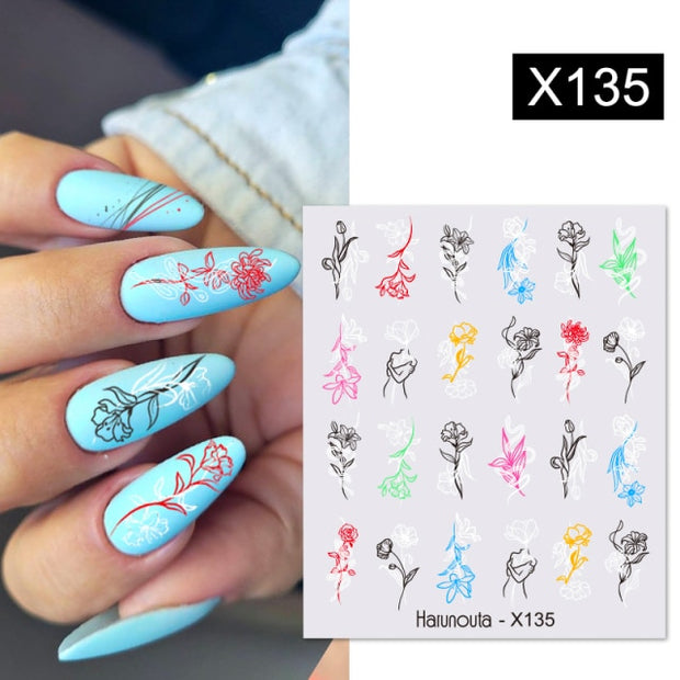 1PC Spring Water Nail Decal and Sticker Flower Leaf New Year Nail Art  hozanas4life X135  