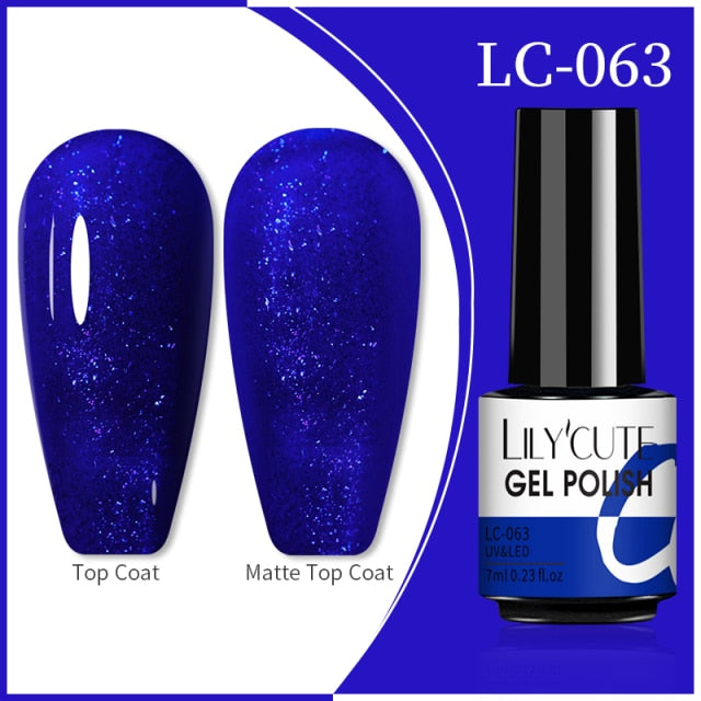 LILYCUTE 7ml Flowing Cat Magnetic Gel Polish Semi Permanent Glitter Magnetic nail polish hozanas4life 63  