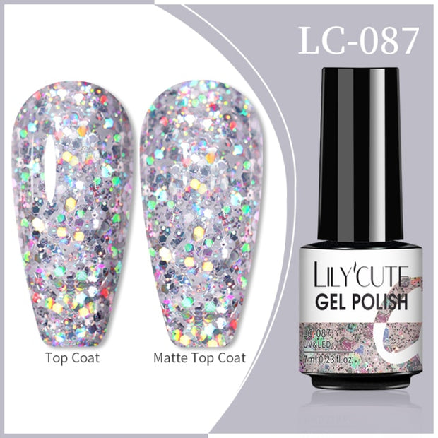 LILYCUTE 7ml Flowing Cat Magnetic Gel Polish Semi Permanent Glitter Magnetic nail polish hozanas4life 87  