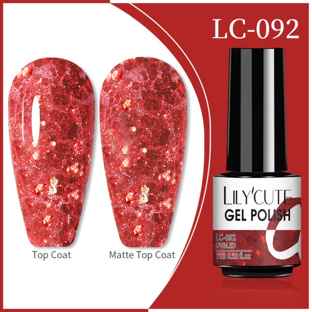 LILYCUTE 7ml Flowing Cat Magnetic Gel Polish Semi Permanent Glitter Magnetic nail polish hozanas4life 92  