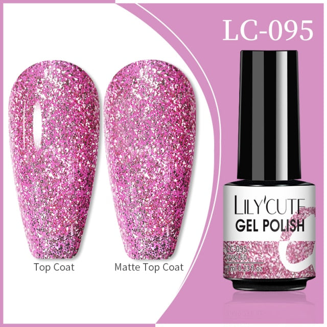 LILYCUTE 7ml Flowing Cat Magnetic Gel Polish Semi Permanent Glitter Magnetic nail polish hozanas4life 95  