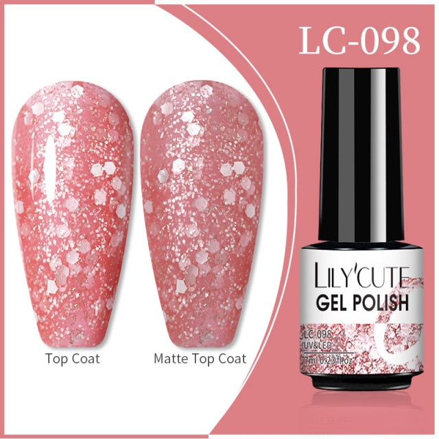 LILYCUTE 7ml Flowing Cat Magnetic Gel Polish Semi Permanent Glitter Magnetic nail polish hozanas4life 98  