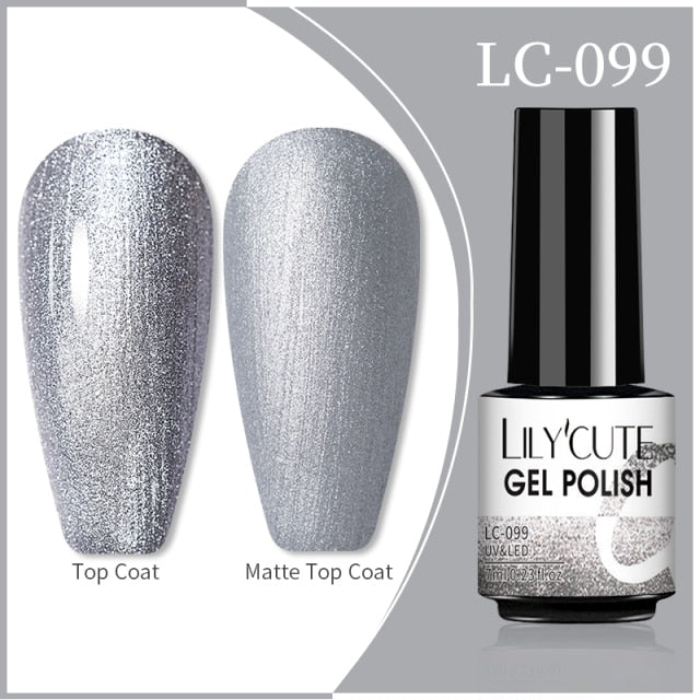 LILYCUTE 7ml Flowing Cat Magnetic Gel Polish Semi Permanent Glitter Magnetic Nail Gel Soak Off UV Gel Nail Art Gel Varnish nail polish hozanas4life 99  