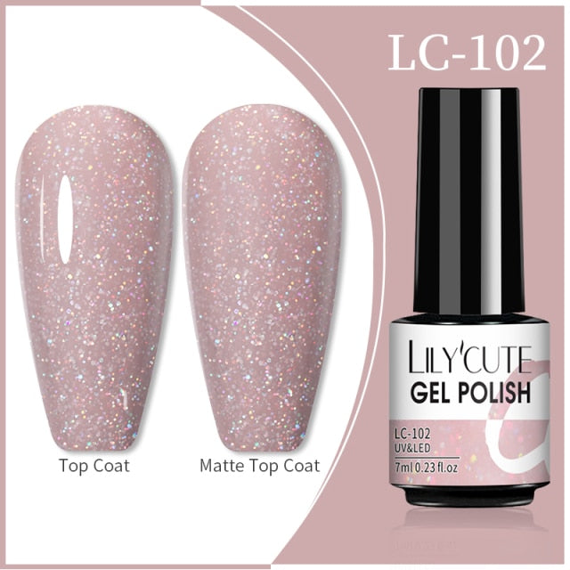 LILYCUTE 7ml Flowing Cat Magnetic Gel Polish Semi Permanent Glitter Magnetic nail polish hozanas4life 102  