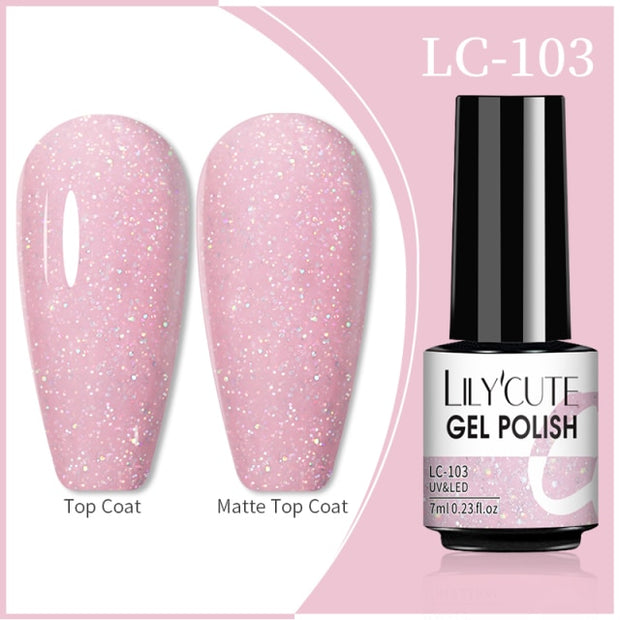 LILYCUTE 7ml Flowing Cat Magnetic Gel Polish Semi Permanent Glitter Magnetic nail polish hozanas4life 103  