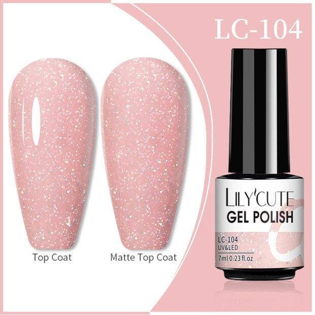 LILYCUTE 7ml Flowing Cat Magnetic Gel Polish Semi Permanent Glitter Magnetic nail polish hozanas4life 104  