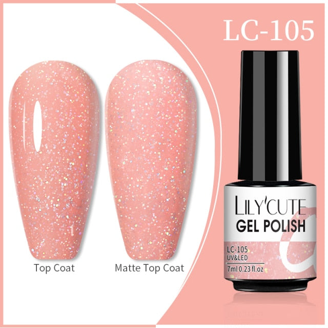 LILYCUTE 7ml Flowing Cat Magnetic Gel Polish Semi Permanent Glitter Magnetic nail polish hozanas4life 105  