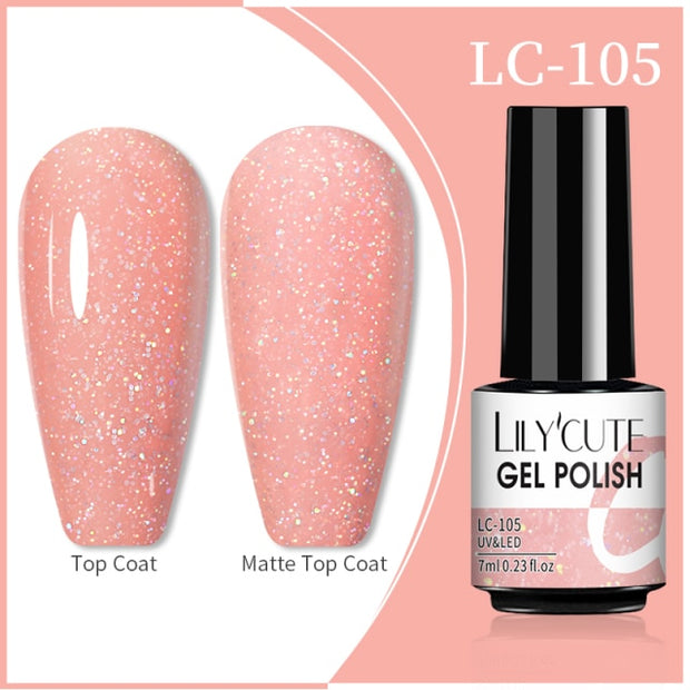 LILYCUTE 7ml Flowing Cat Magnetic Gel Polish Semi Permanent Glitter Magnetic nail polish hozanas4life 105  
