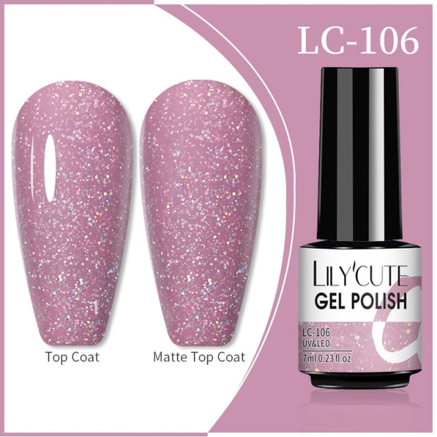 LILYCUTE 7ml Flowing Cat Magnetic Gel Polish Semi Permanent Glitter Magnetic nail polish hozanas4life 106  