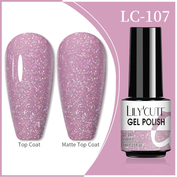 LILYCUTE 7ml Flowing Cat Magnetic Gel Polish Semi Permanent Glitter Magnetic nail polish hozanas4life 107  