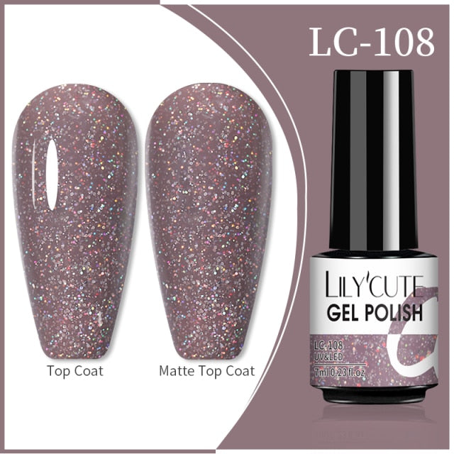 LILYCUTE 7ml Flowing Cat Magnetic Gel Polish Semi Permanent Glitter Magnetic nail polish hozanas4life 108  