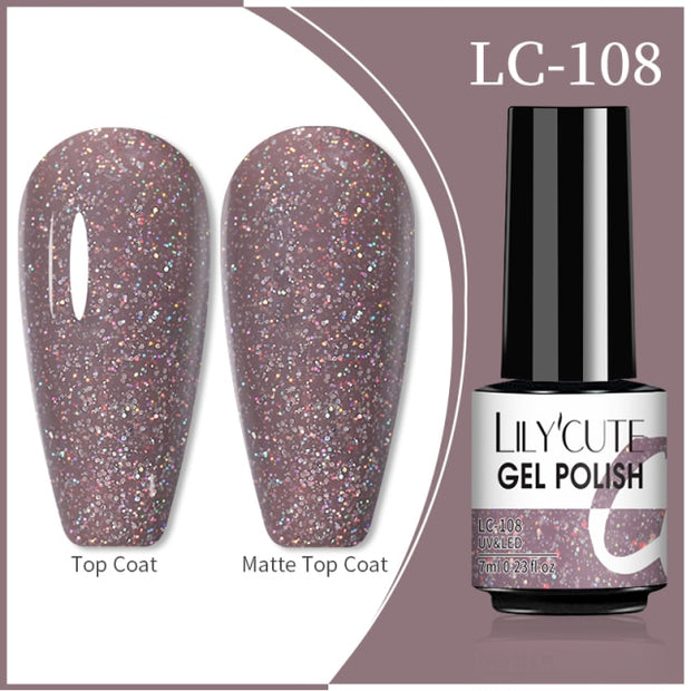 LILYCUTE 7ml Flowing Cat Magnetic Gel Polish Semi Permanent Glitter Magnetic nail polish hozanas4life 108  