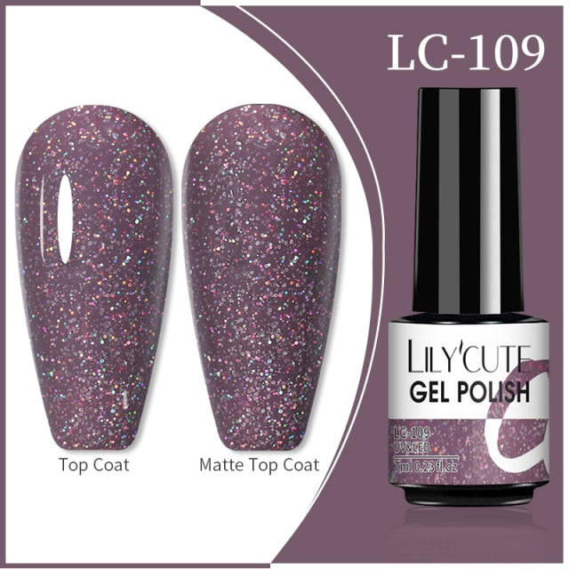 LILYCUTE 7ml Flowing Cat Magnetic Gel Polish Semi Permanent Glitter Magnetic Nail Gel Soak Off UV Gel Nail Art Gel Varnish nail polish hozanas4life 109  