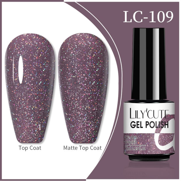LILYCUTE 7ml Flowing Cat Magnetic Gel Polish Semi Permanent Glitter Magnetic nail polish hozanas4life 109  